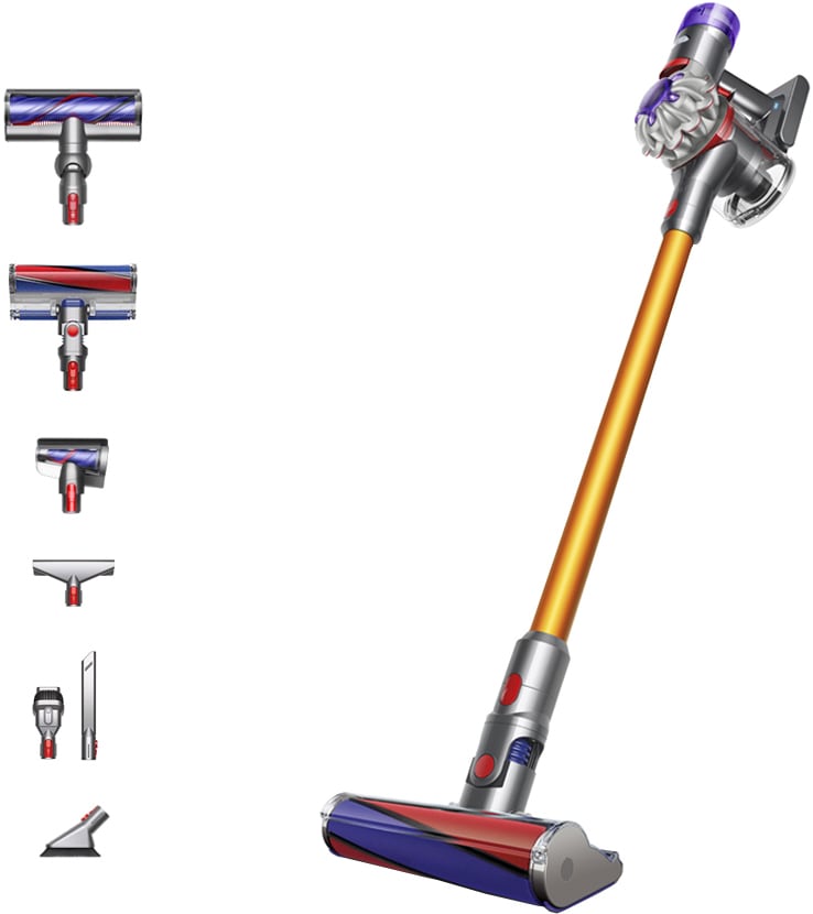 V8 Absolute 2-in-1-Steelvacuumcleaner, Bagless, Silver, Yellow, Dry, Cyclonic
