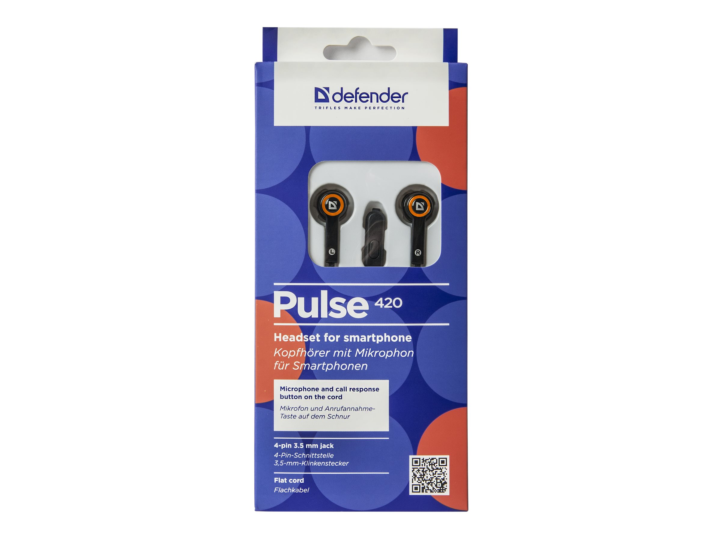 Defender Pulse 420 Kablet Earbuds Sort Orange