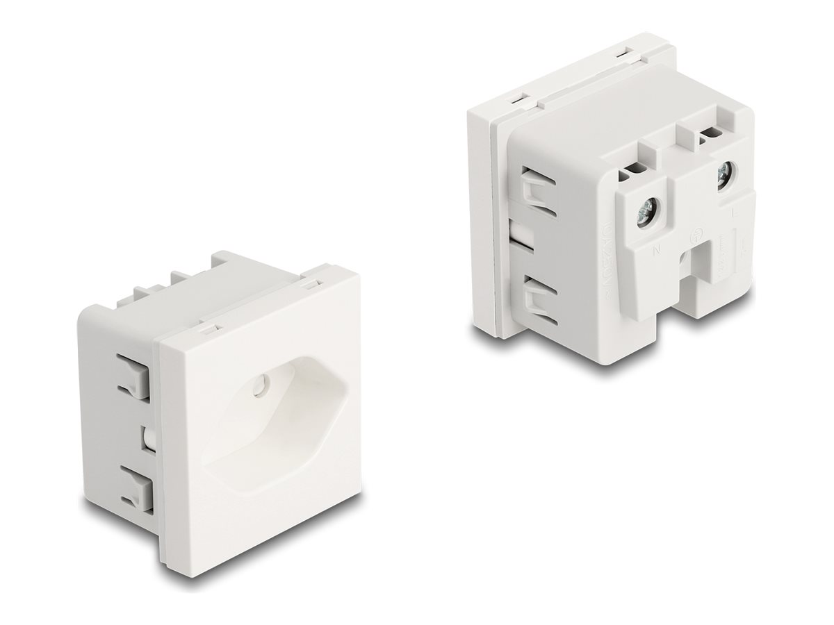 Delock Easy 45 - strømsokkel-outlet - jordet, 45 x 45 mm - 1 strømsokkel - hvid, RAL 9003