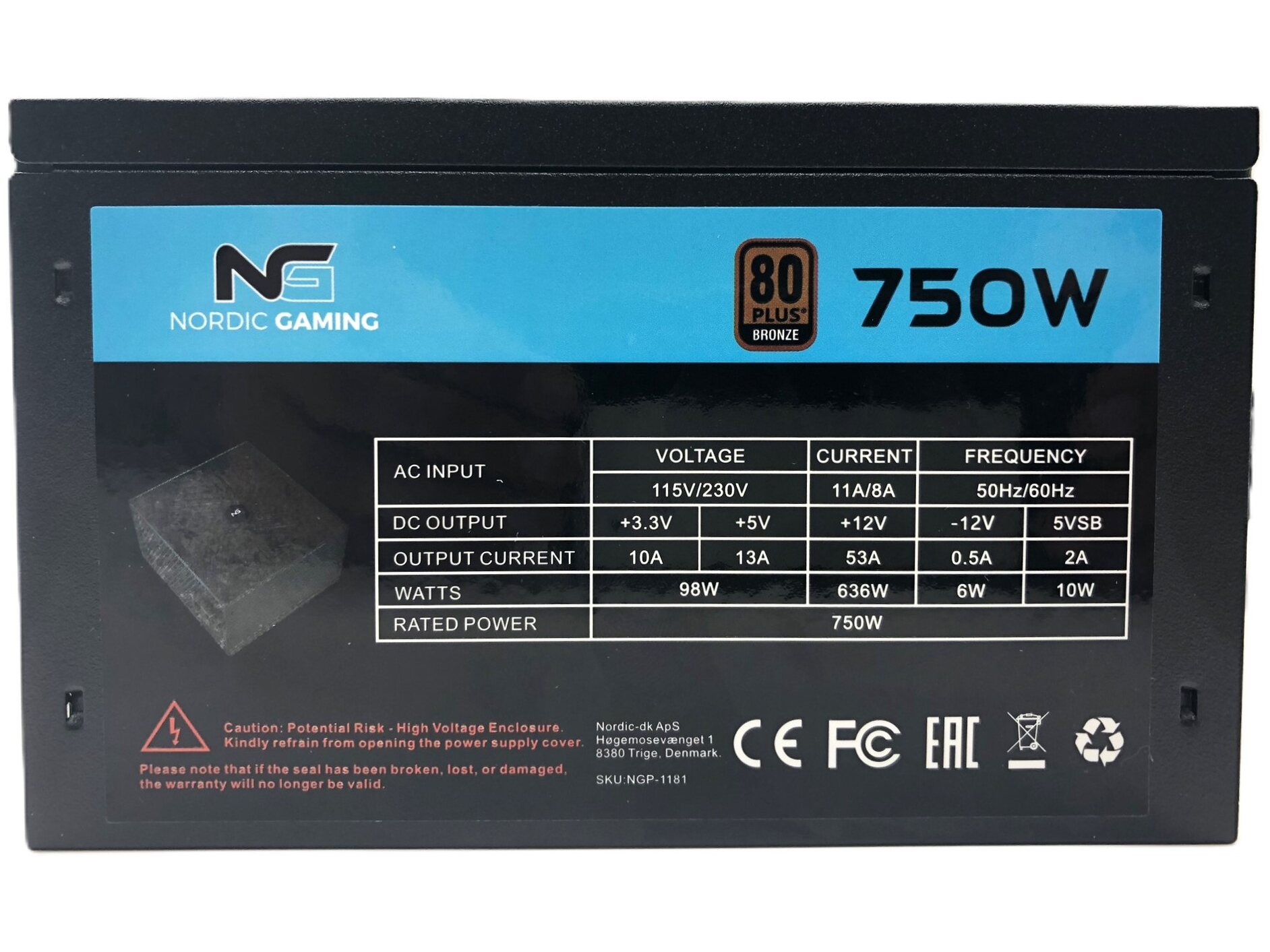 Nordic Gaming NGP-1181 Strømforsyning 750Watt 80+ Bronze