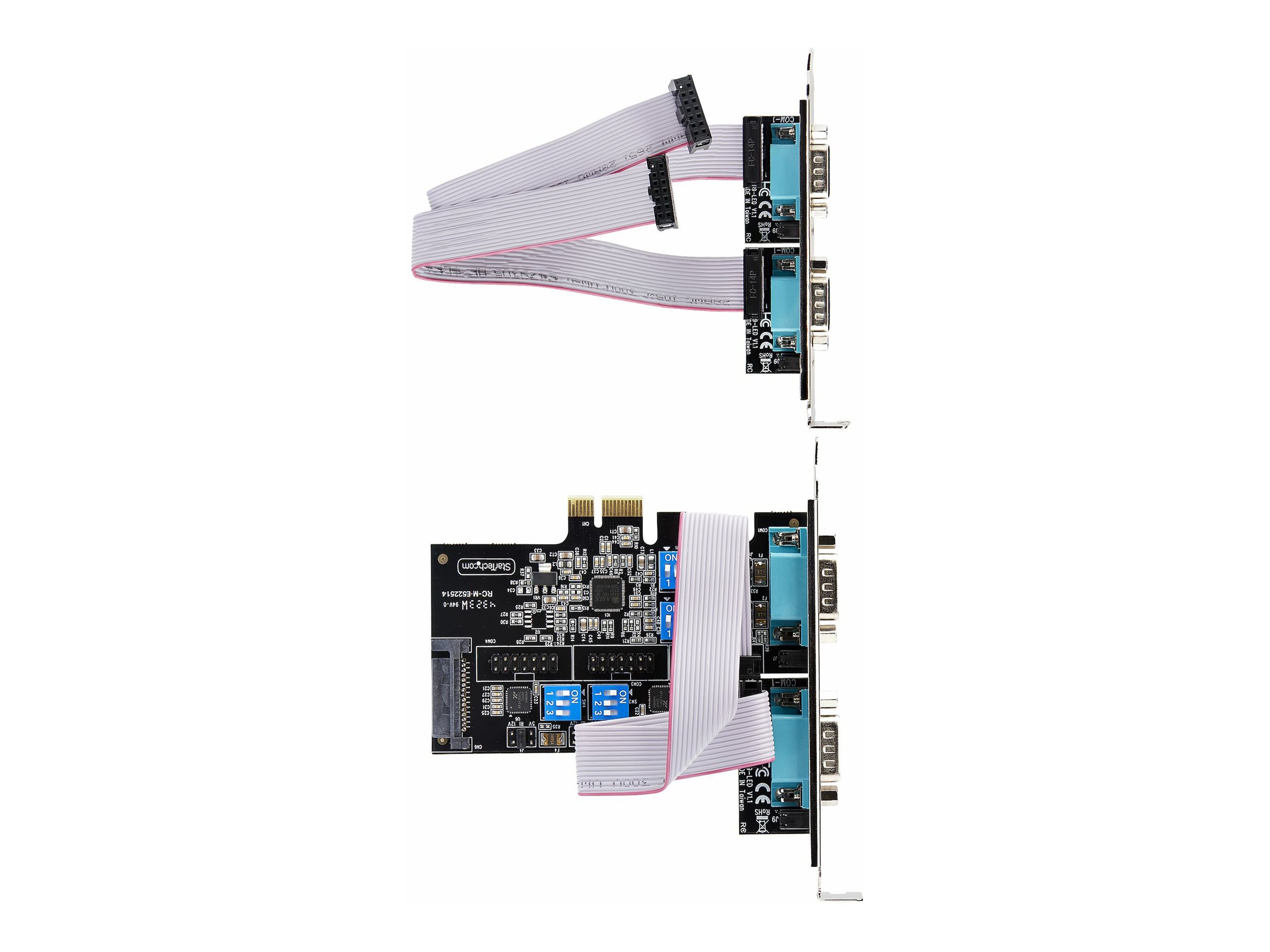 StarTech.com 4-Port Serial PCIe Card, Quad-Port PCI Express to RS232/RS422/RS485 (DB9) Serial Card, Low-Profile Bracket Incl., 16C1050 UART, TAA-Compliant, For Windows/Linux, TAA Compliant - Level-4 ESD Protection (PS74ADF-SERIAL-CARD) Seriel adapter PCI