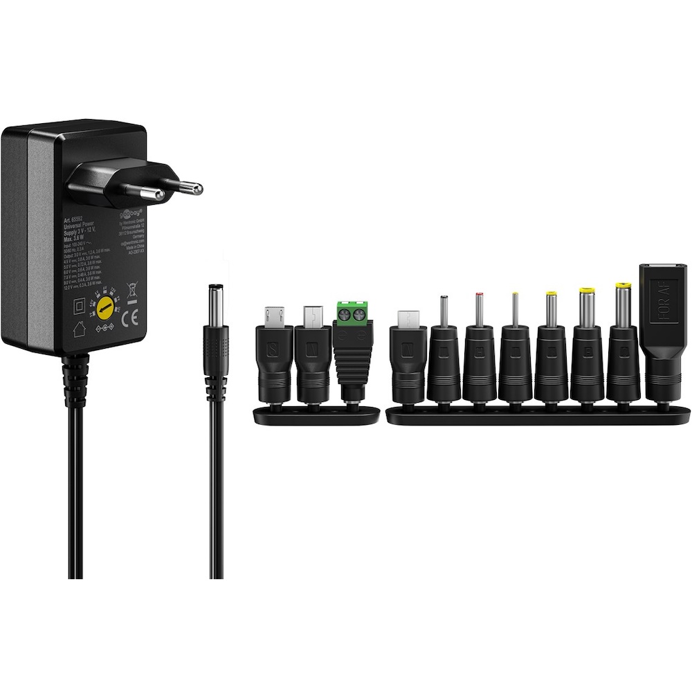 Goobay Universal Adapter 3 V - 12 V 3.6 W, inkl. 11 adaptere