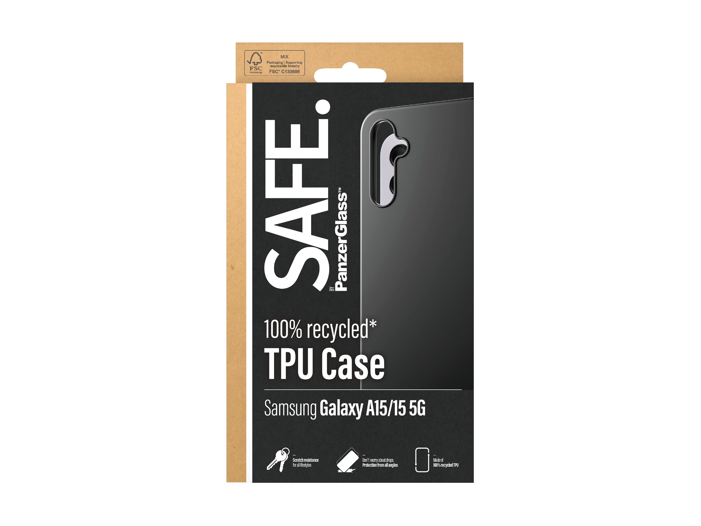 PanzerGlass SAFE. by TPU Case Samsung Galaxy A15 | A15 5G | Black Beskyttelsescover Sort Samsung Galaxy A15, A15 5G
