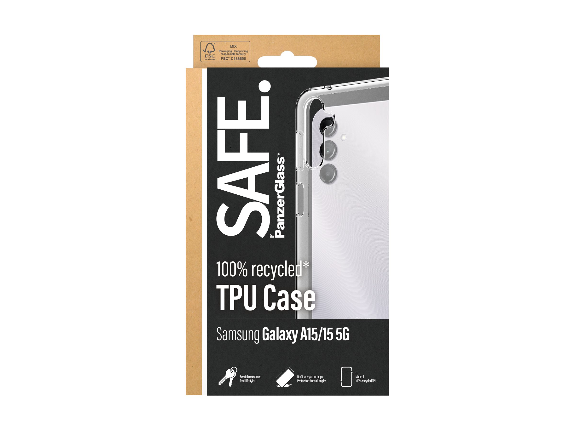 PanzerGlass SAFE. by TPU Case Samsung Galaxy A15 | A15 5G | Transparent Beskyttelsescover Transparent Samsung Galaxy A15, A15 5G