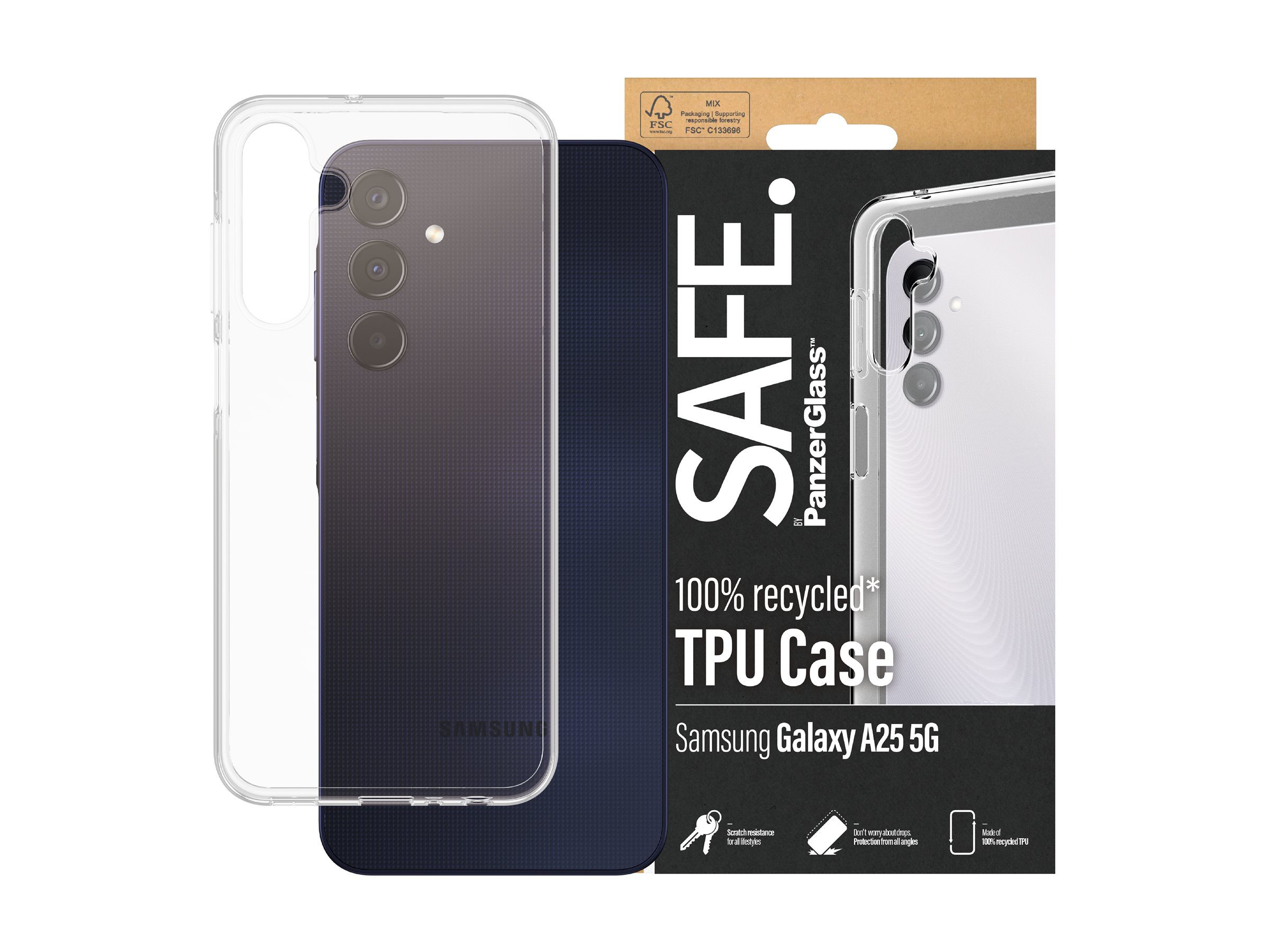 PanzerGlass SAFE. by TPU Case Samsung Galaxy A25 5G | Transparent Beskyttelsescover Transparent Samsung Galaxy A25