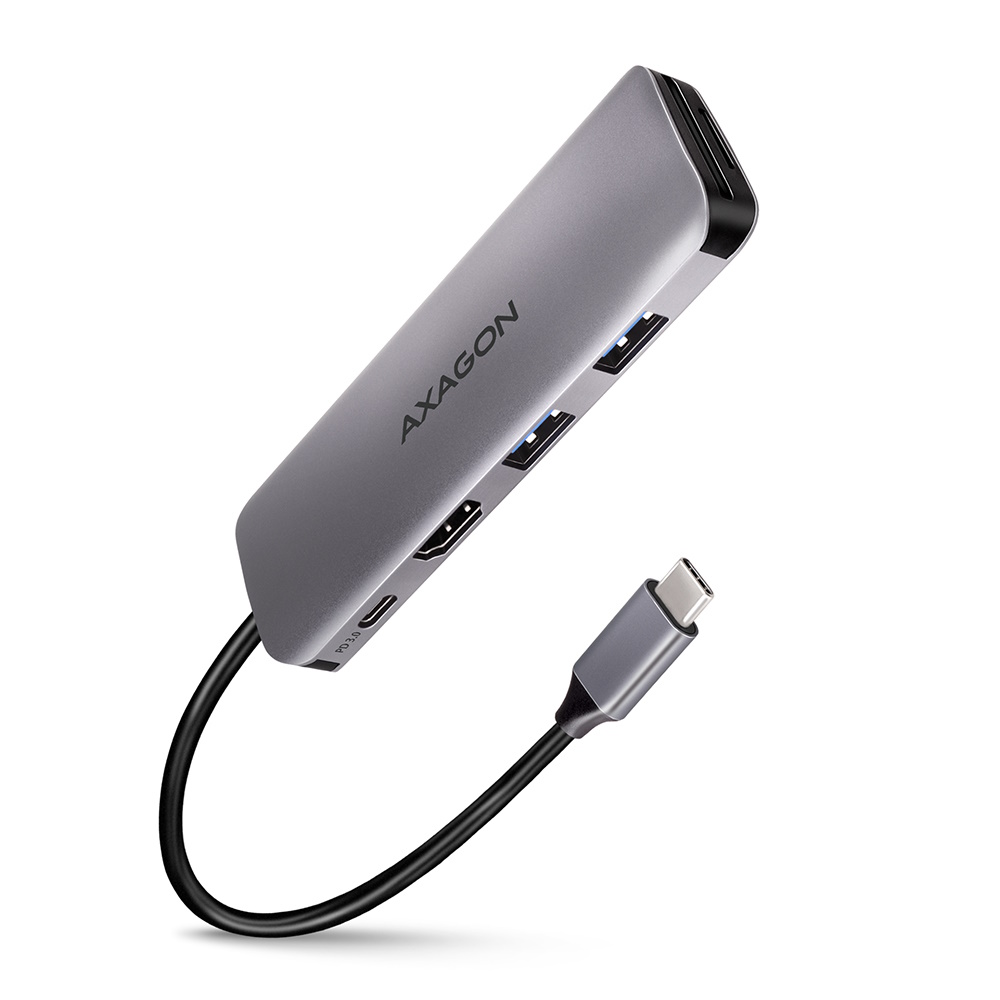 Axagon HMC-5H Dock HDMI microSD 3xUSB PD 100Watt Sølv