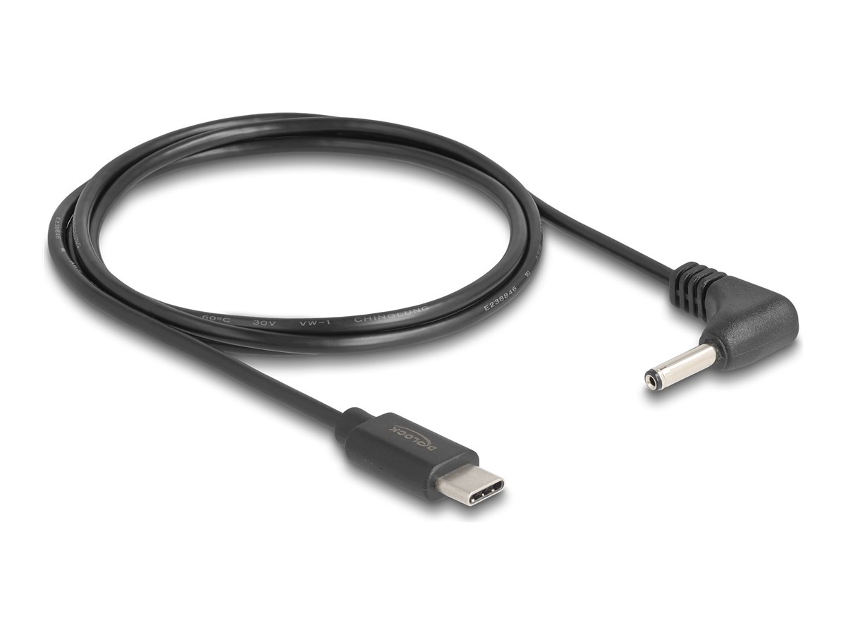 DeLOCK 24 pin USB-C (male) - Strøm DC jackstik 3,5 mm (ID 1,35 mm) (male) Sort 1.5m Strømkabel