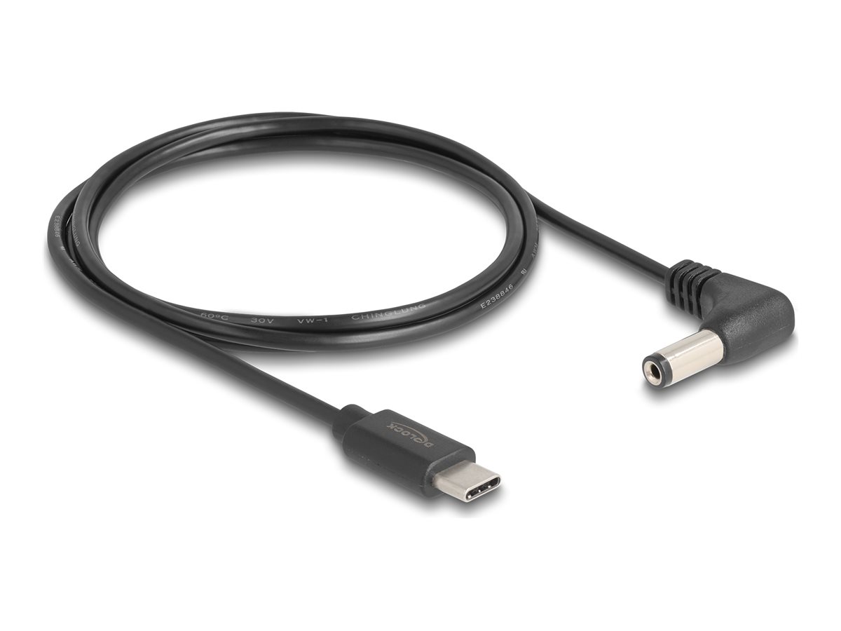 DeLOCK 24 pin USB-C (male) - Strøm DC jackstik 5,5 mm (ID 2,1 mm) (male) Sort 1.5m Strømkabel