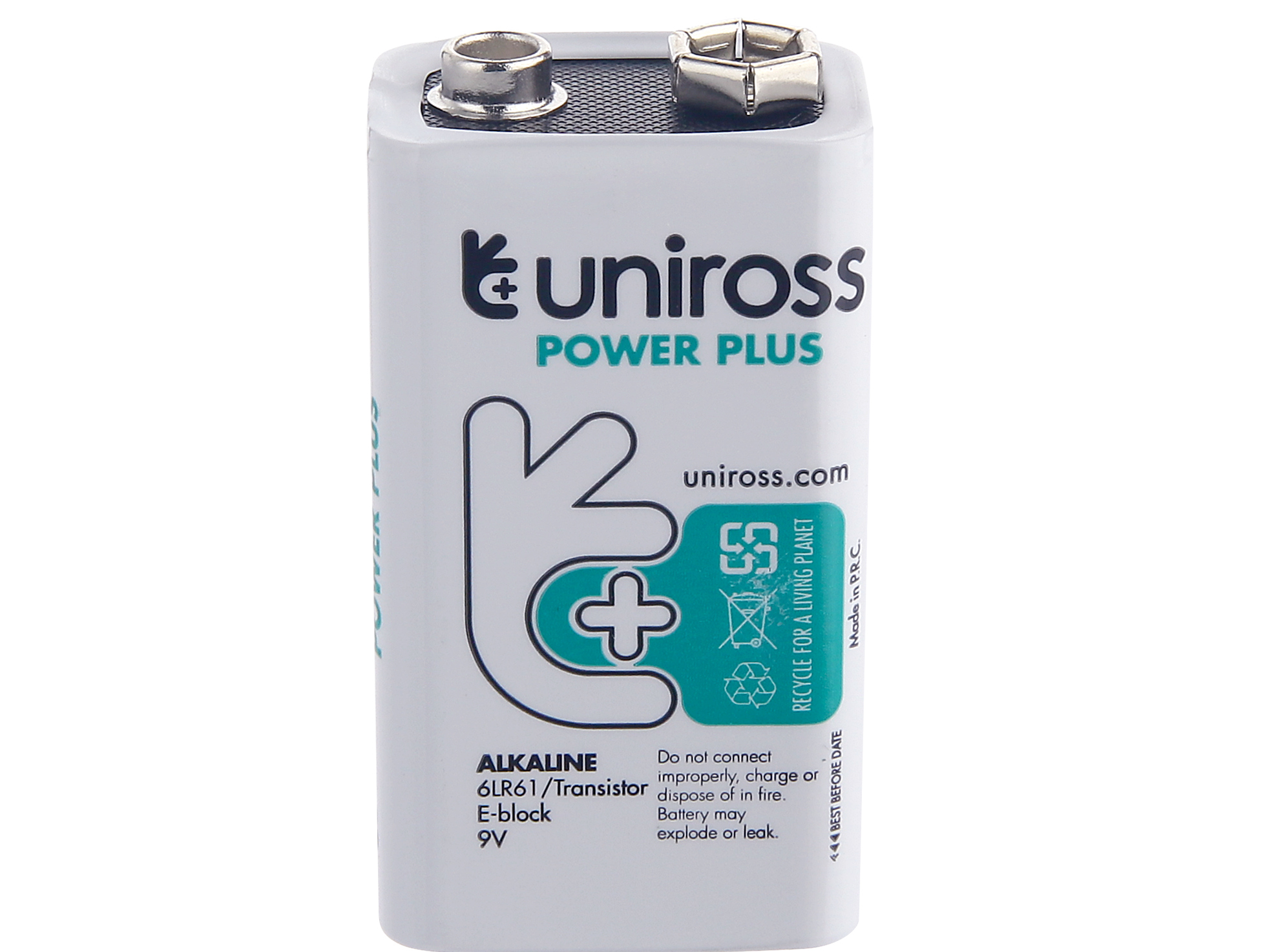 Uniross Power Plus Alkaline 6LR61 9V 600mAh, 1 stk.