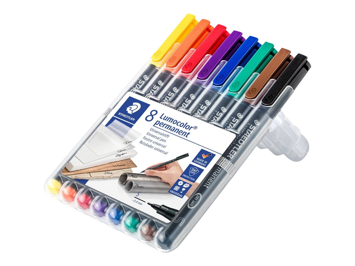 STAEDTLER Lumocolor 313 Markør Sort Blå Brun Grøn Orange Lilla Rød Gul