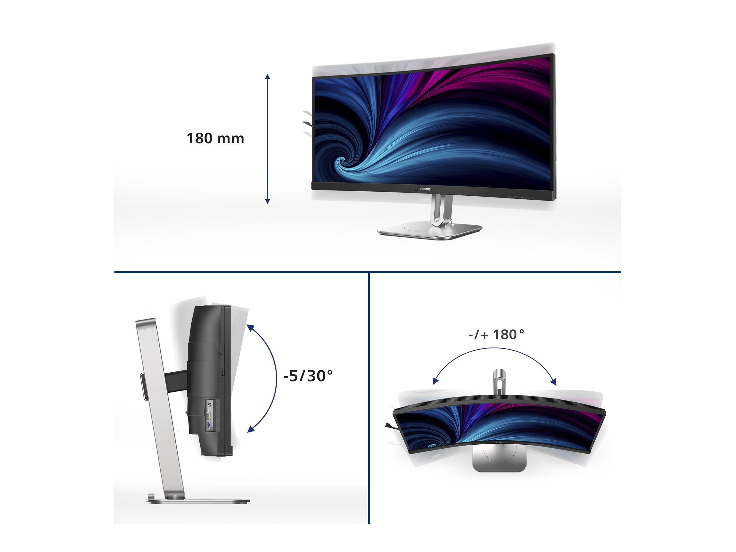 Philips 34B2U5600C 34 VA 3440 x 1440 (UltraWide) HDMI DisplayPort USB-C 120Hz