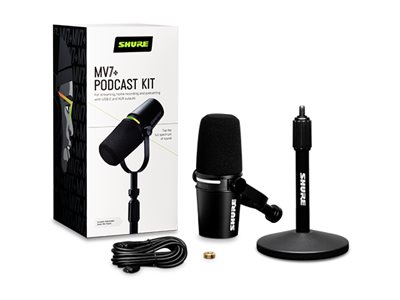 Shure MV7+K-BNDL Mikrofon Kablet -55dBV/Pascal Cardioid (ensrettet) Sort
