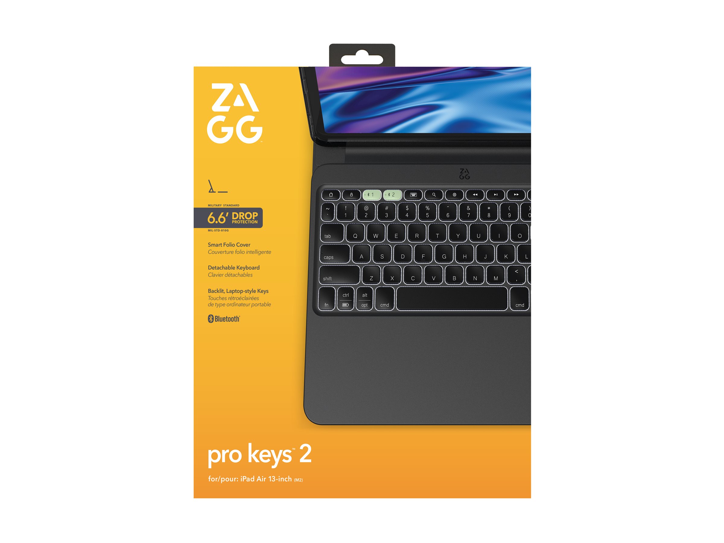 ZAGG Pro Keys 2 Tastatur og folio-kasse 7 farver Trådløs Nordisk