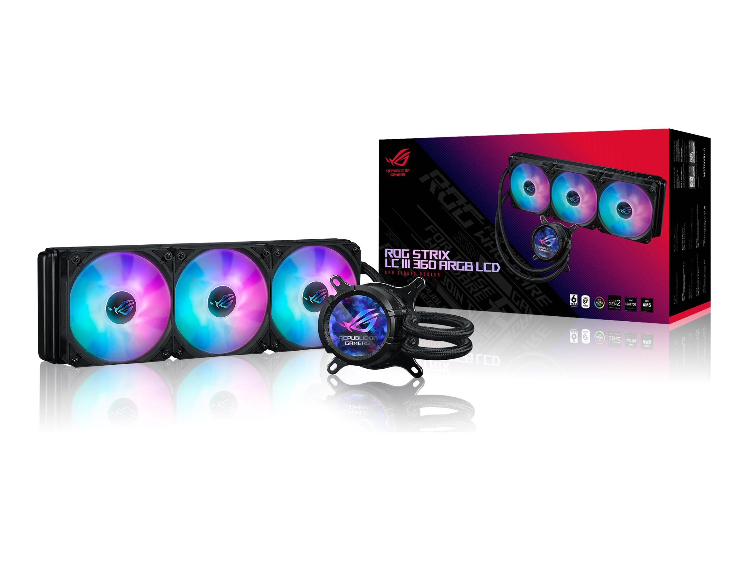 ASUS ROG STRIX LC III 360 ARGB LCD Vandkøler 1-pack Sort 120 mm