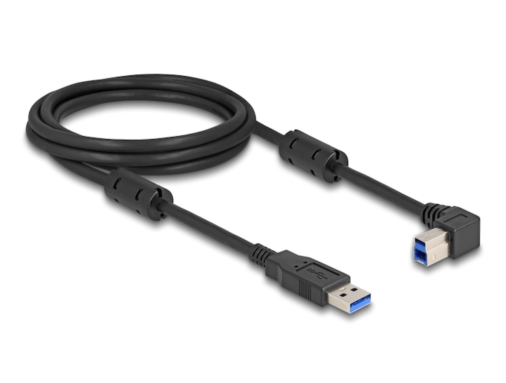 Delock USB-A til USB-B Højre Vinklet 2 m Sort