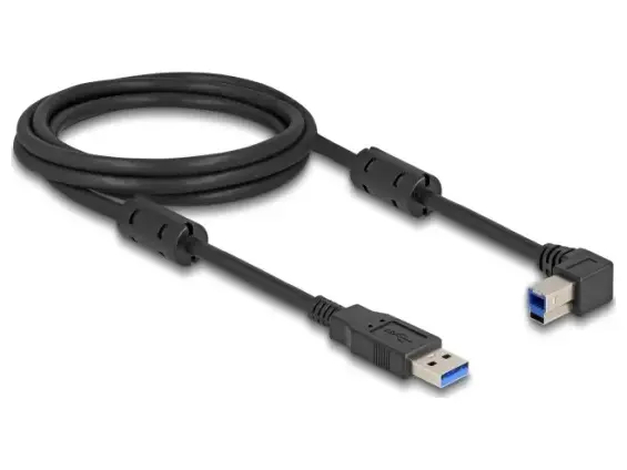 Delock USB-A til USB-B Venstre Vinklet 2 m Sort