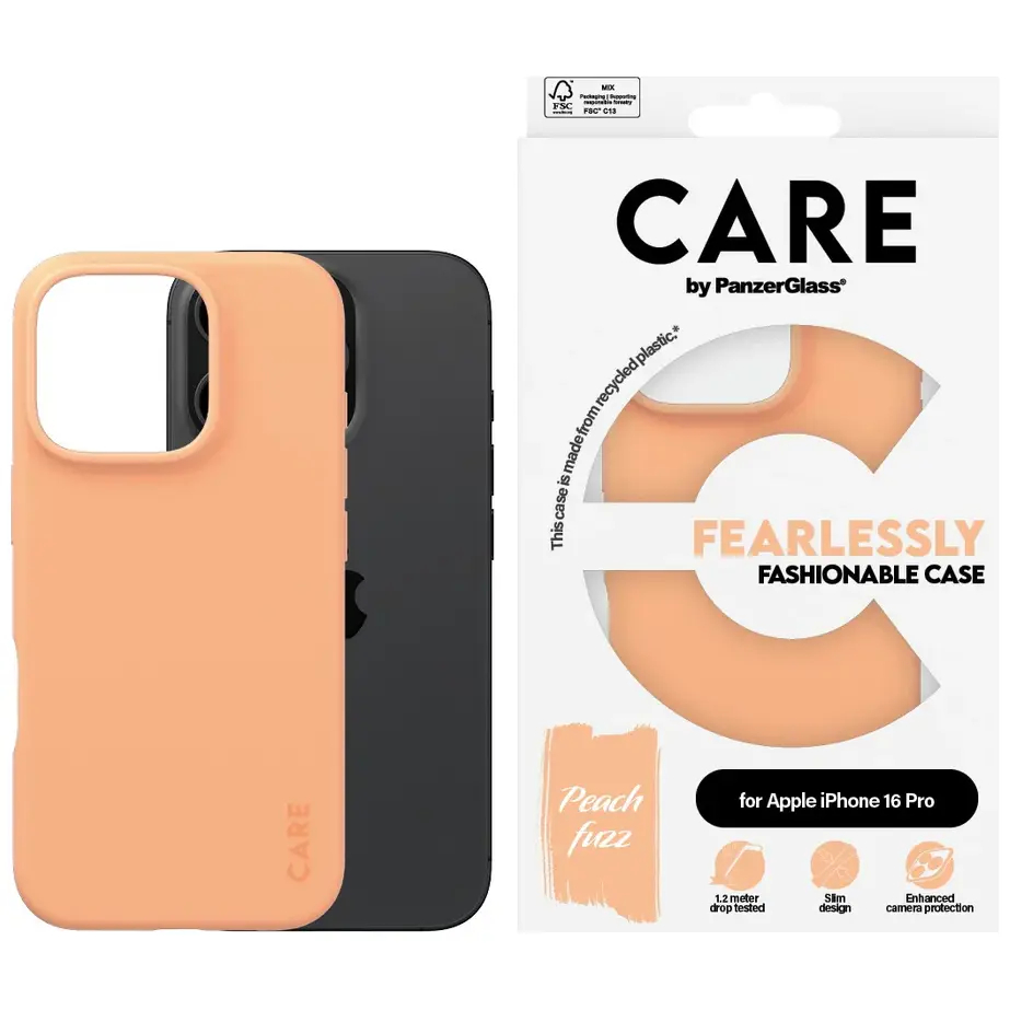 PanzerGlass CARE Fashionable Case Peachy til iPhone 16 Pro Fersken