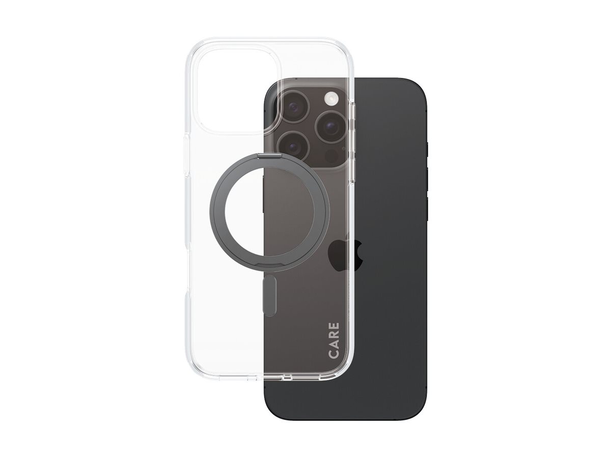 PanzerGlass CARE by Feature Case Transparent w. Black Kickstand & MagSafe iPhone 16 Pro Max Beskyttelsescover Transparent Apple iPhone 16 Pro Max