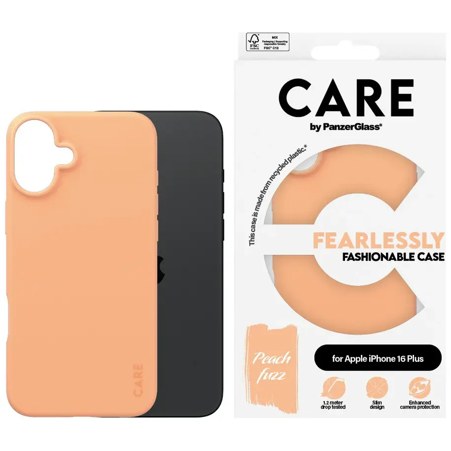 PanzerGlass CARE Fashionable Case Peachy til iPhone 16 Plus Fersken