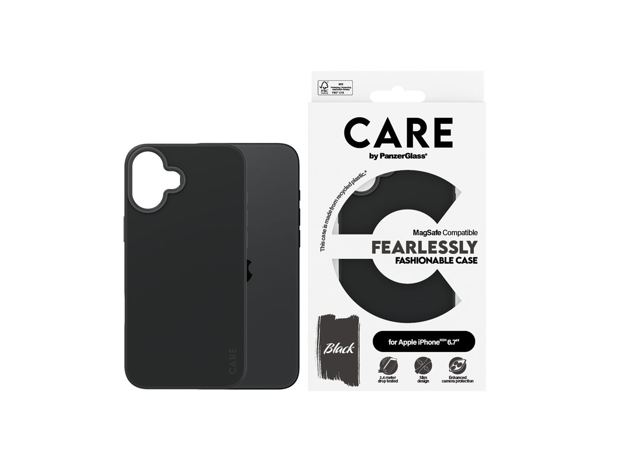 PanzerGlass CARE by Fashionable Case Black w. MagSafe iPhone 16 Plus Beskyttelsescover Sort Apple iPhone 16 Plus