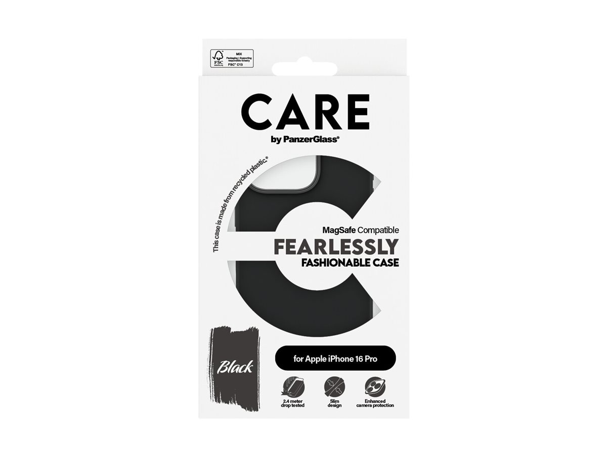 PanzerGlass CARE by Fashionable Case Black w. MagSafe iPhone 16 Pro Beskyttelsescover Sort Apple iPhone 16 Pro