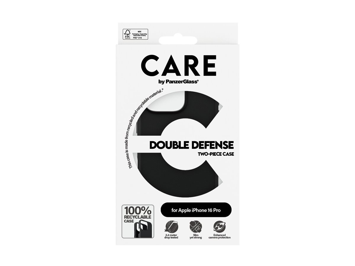 PanzerGlass CARE by Feature Case Double Defense Black iPhone 16 Pro Beskyttelsescover Sort Apple iPhone 16 Pro