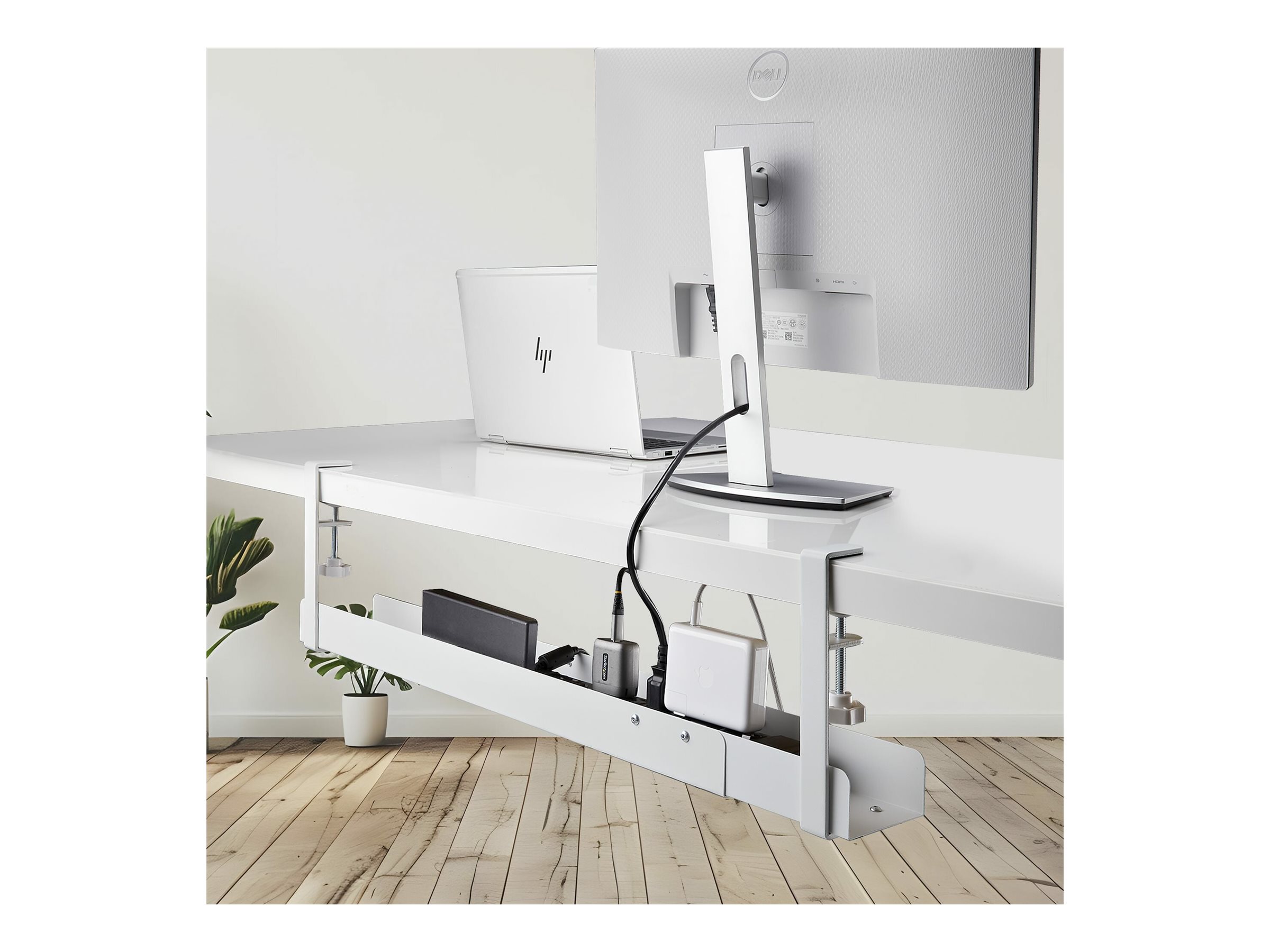 StarTech.com Under Desk Cable Management Tray, Clamp-on Installation Kabelstyringsplade Hvid