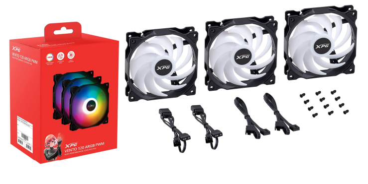 XPG VENTO 120 ARGB PWM Computerkabinet Ventilator 12 cm Sort 3 stk
