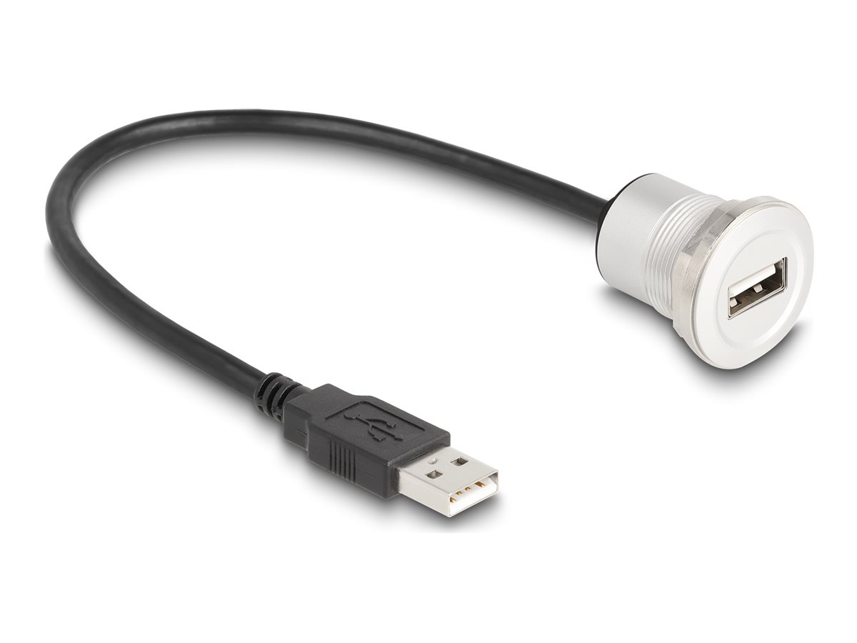 Delock USB forlængerkabel 30cm Sort Sølv