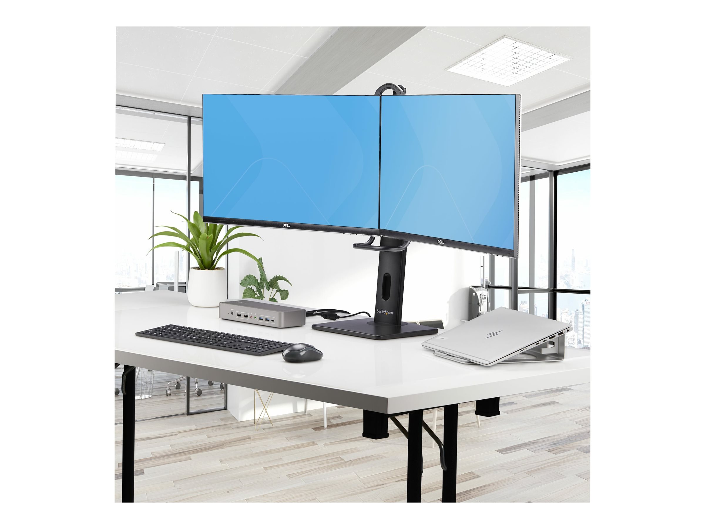 StarTech.com Crossbar Dual Monitor Desk Stand, Double 27inch Screens/VESA Stativ 2 skærme 17-27