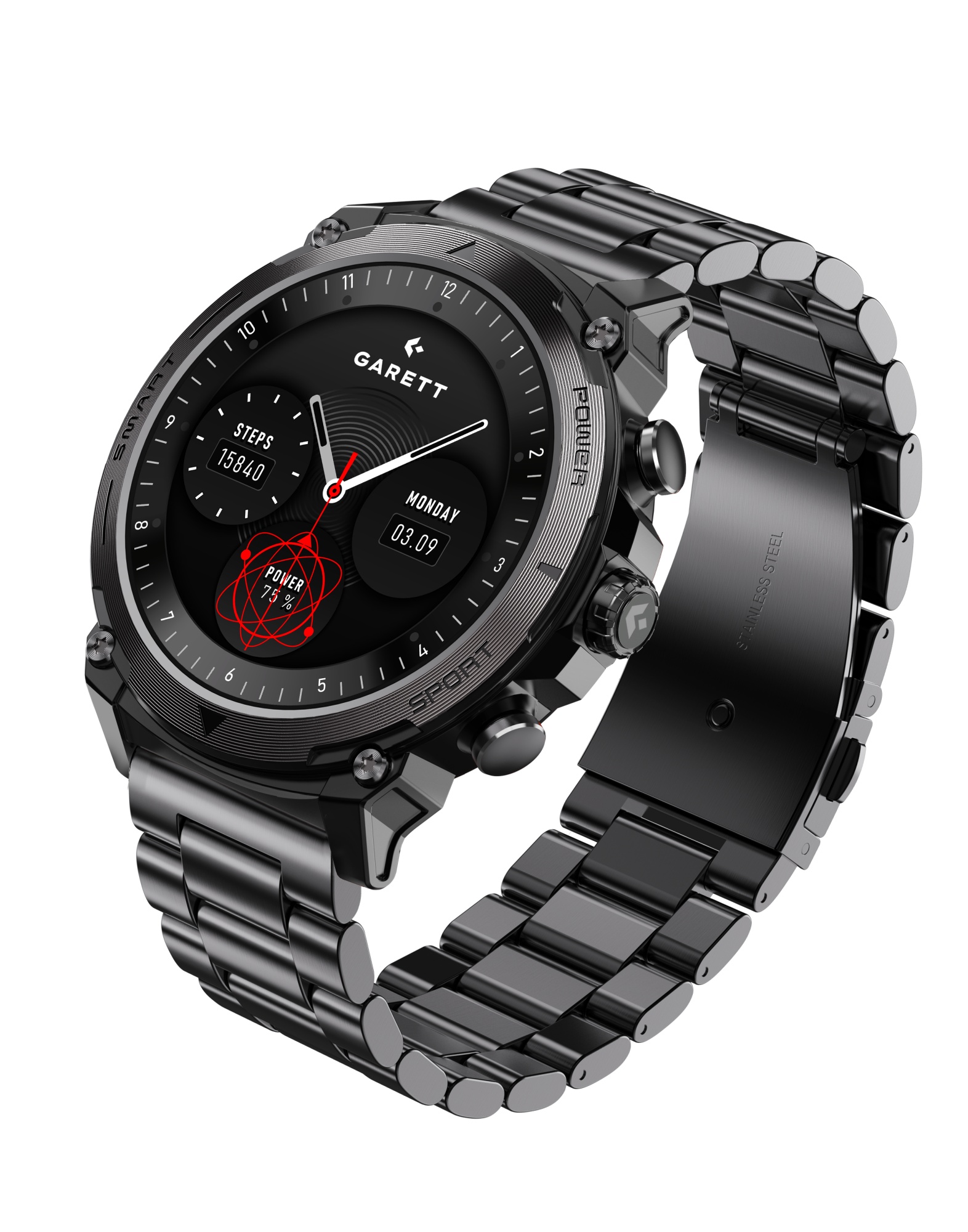 Garett Atom sort stål Smartwatch