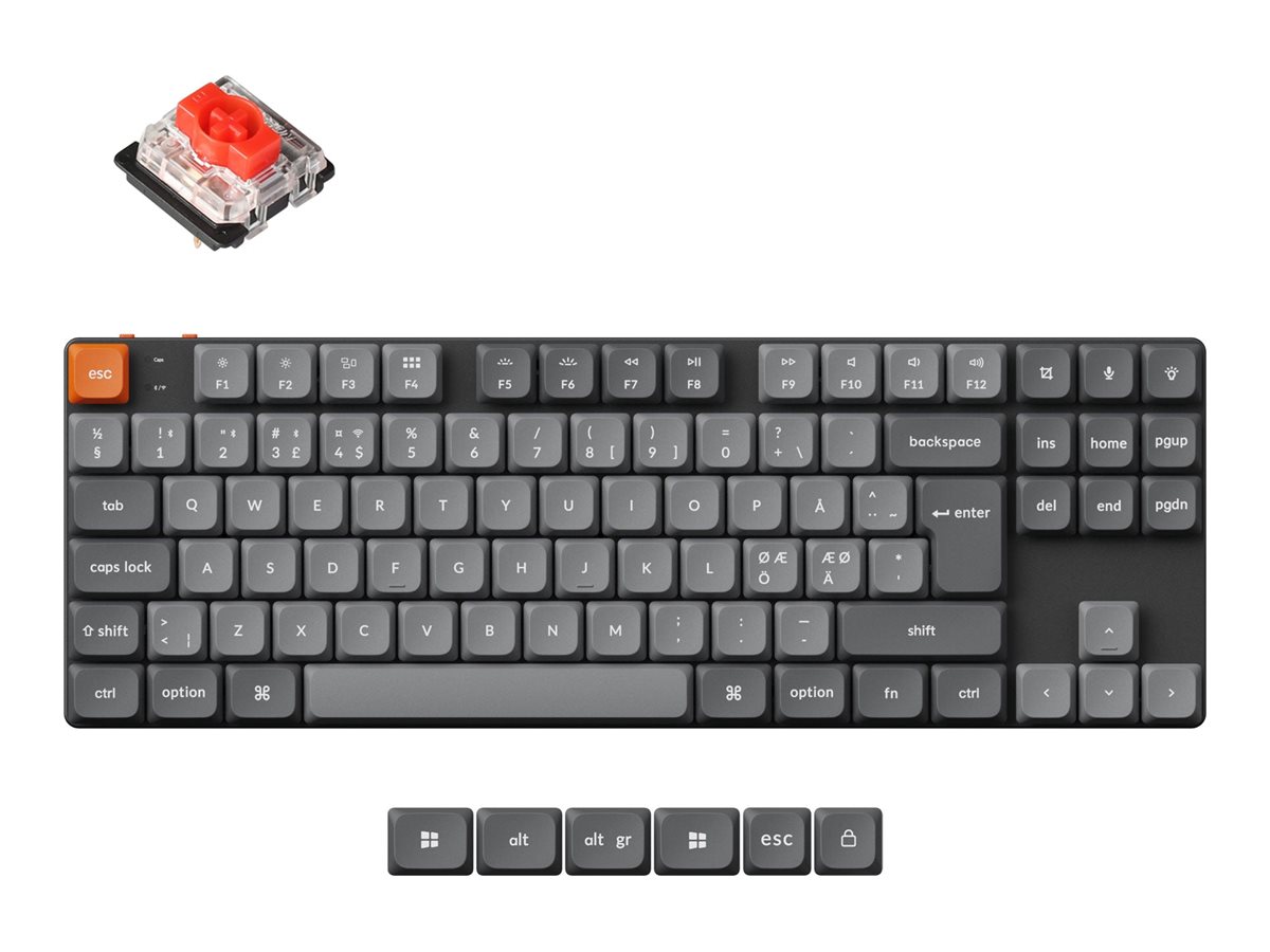 Keychron K1 MAX Tastatur Mekanisk Nordvendt RGB LED Trådløs Kablet Nordisk