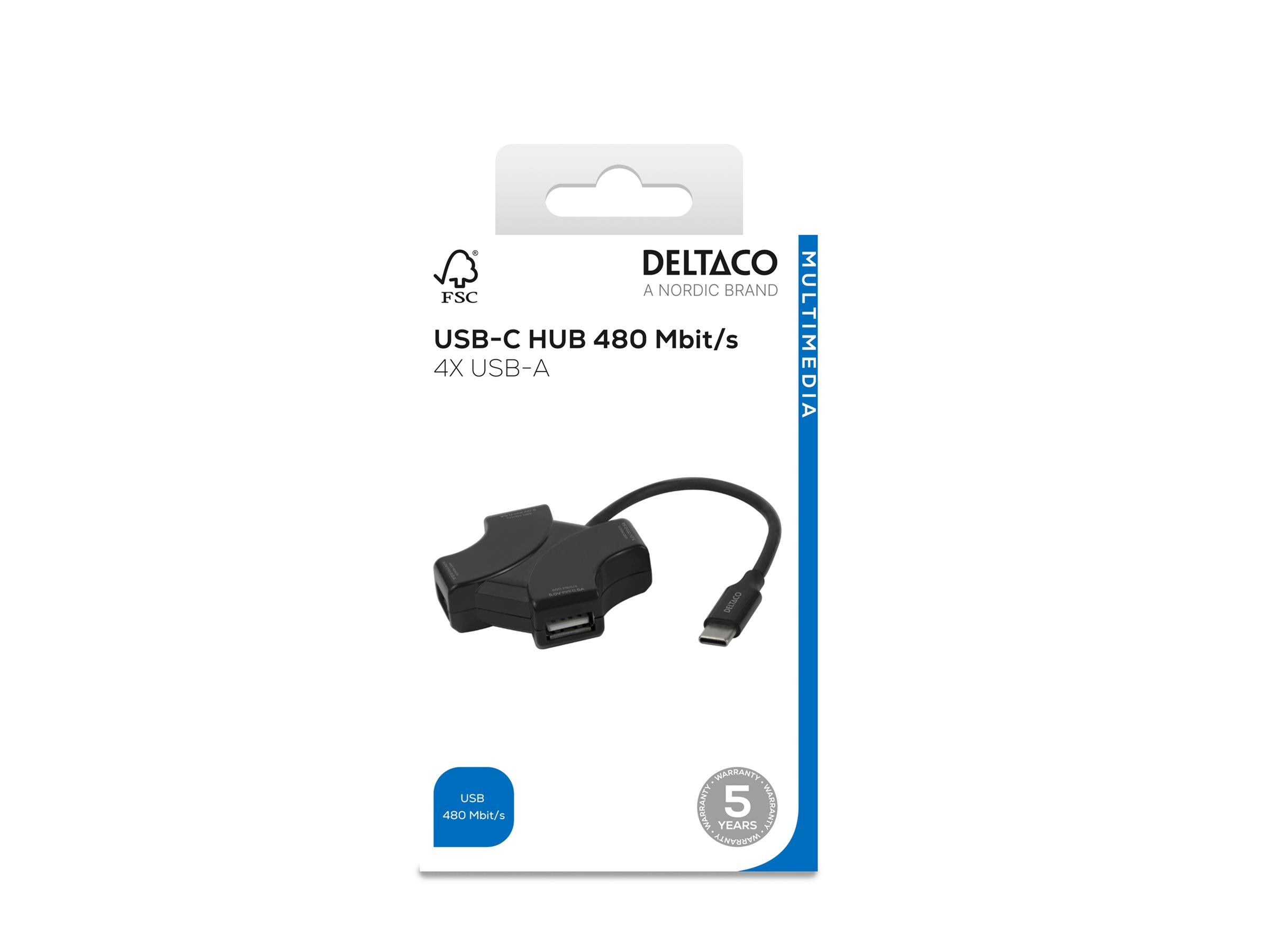 DELTACO USB-C Hubb USB-C ha -> 4xUSB-A