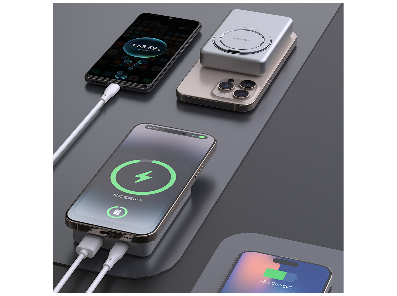 Dudao K28 wireless powerbank 10000mAh 20Watt Sølv