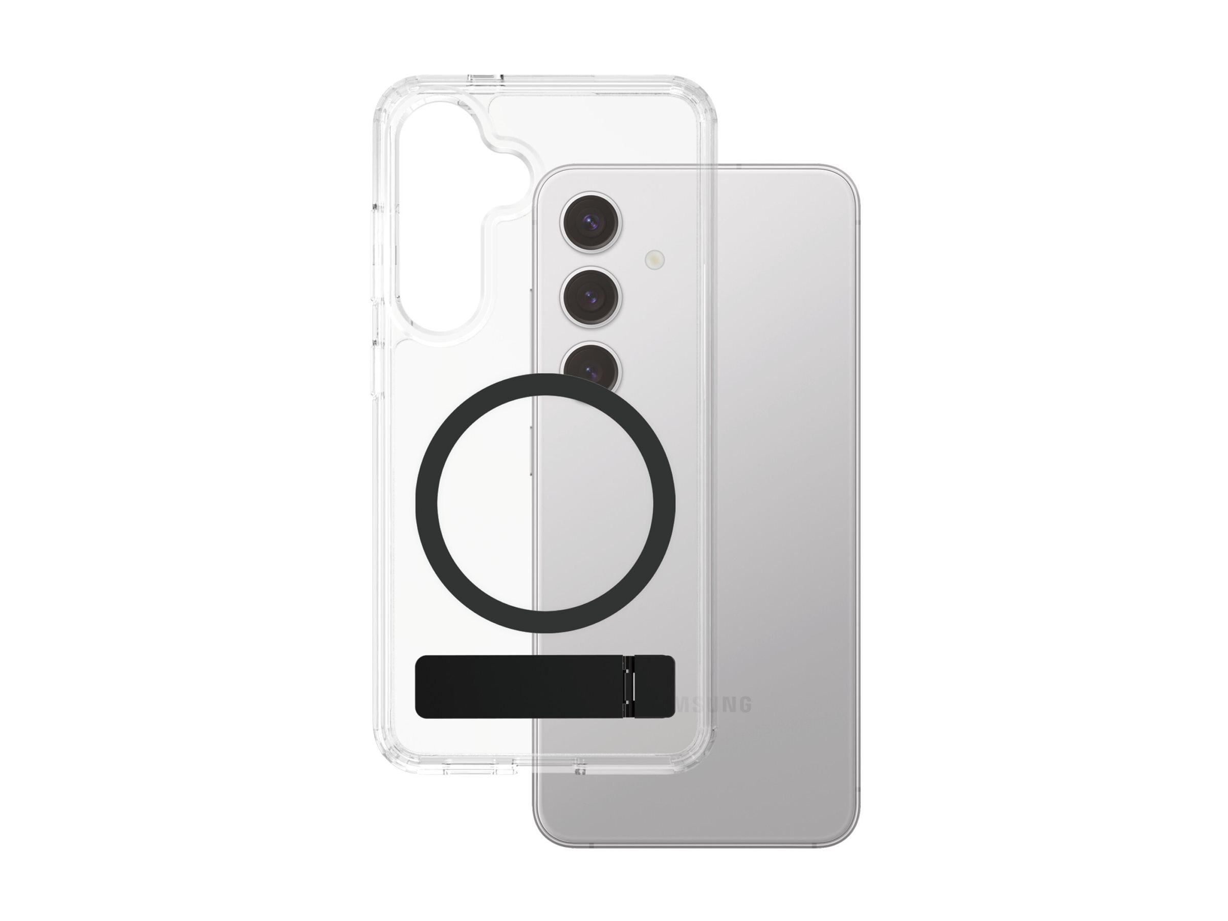 PanzerGlass CARE by Feature Case Transparent w. Black Kickstand & Qi Compatible Samsung Galaxy S25+ Beskyttelsescover Transparent Samsung Galaxy S25+