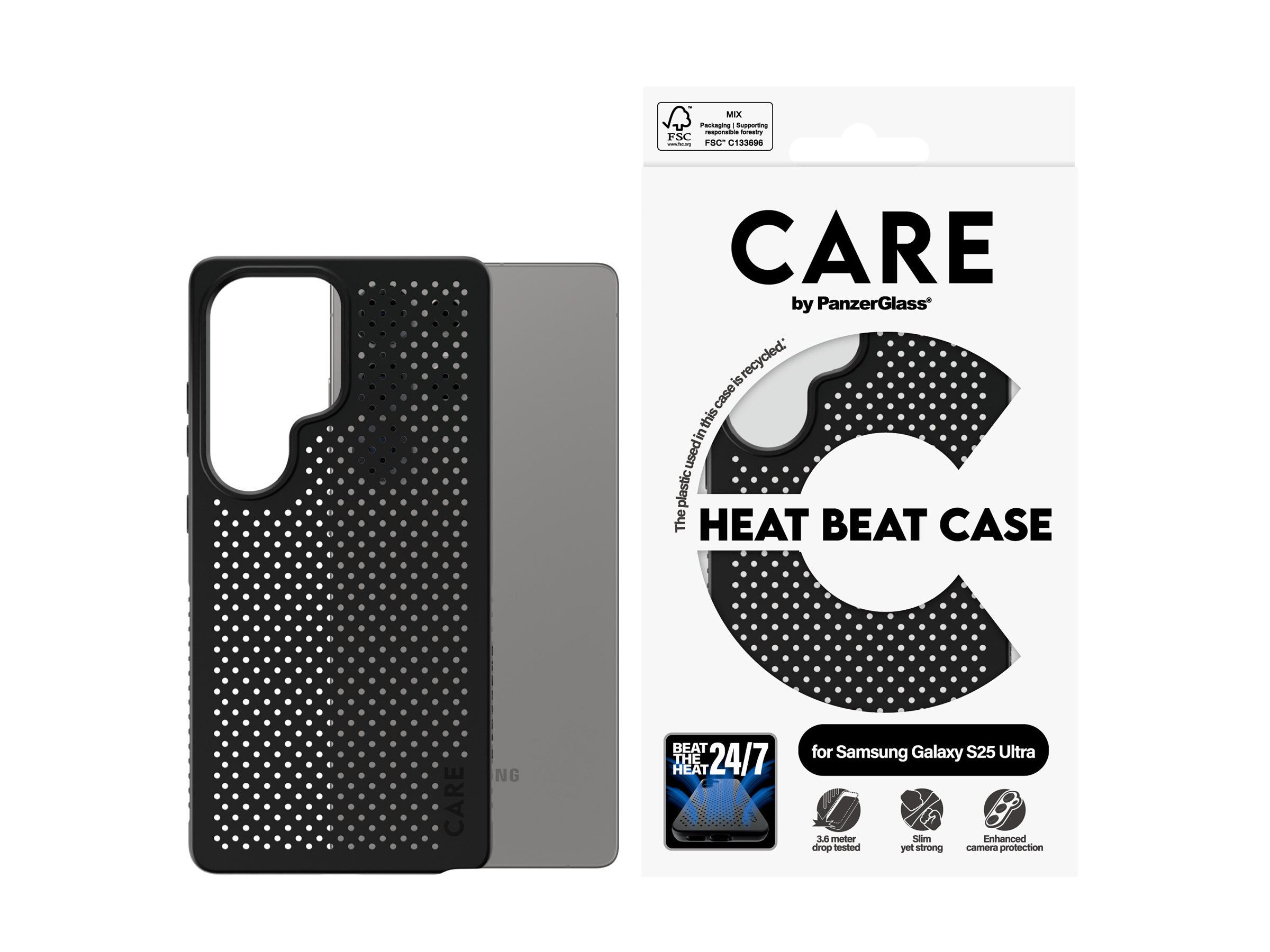 PanzerGlass CARE by Feature Case Heat Beat Samsung Galaxy S25 Ultra Beskyttelsescover Sort Samsung Galaxy S25 Ultra