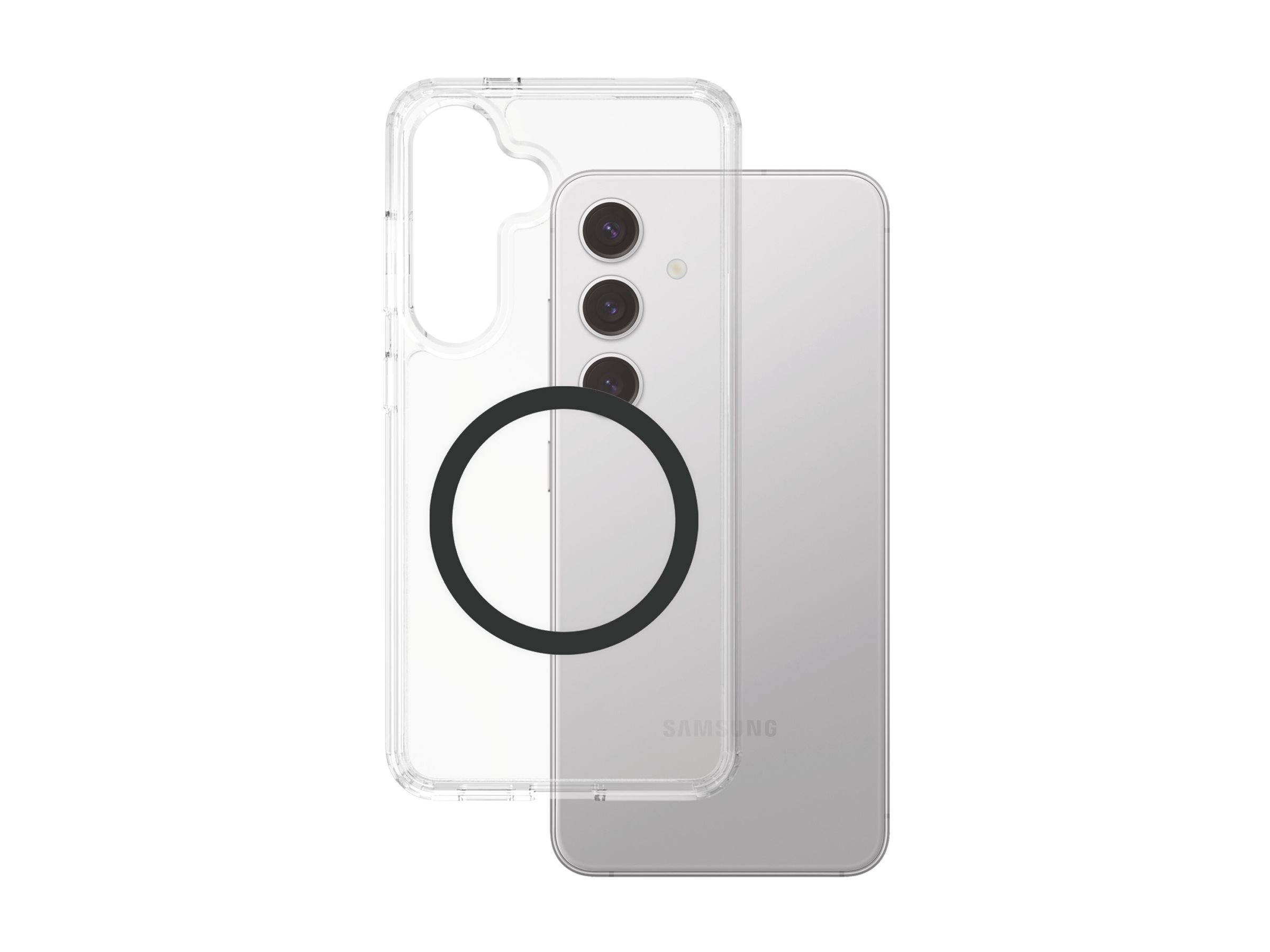 PanzerGlass CARE by Flagship Case Transparent Urban Combat w. Black Qi Compatible Samsung Galaxy S25+ Beskyttelsescover Transparent Samsung Galaxy S25+