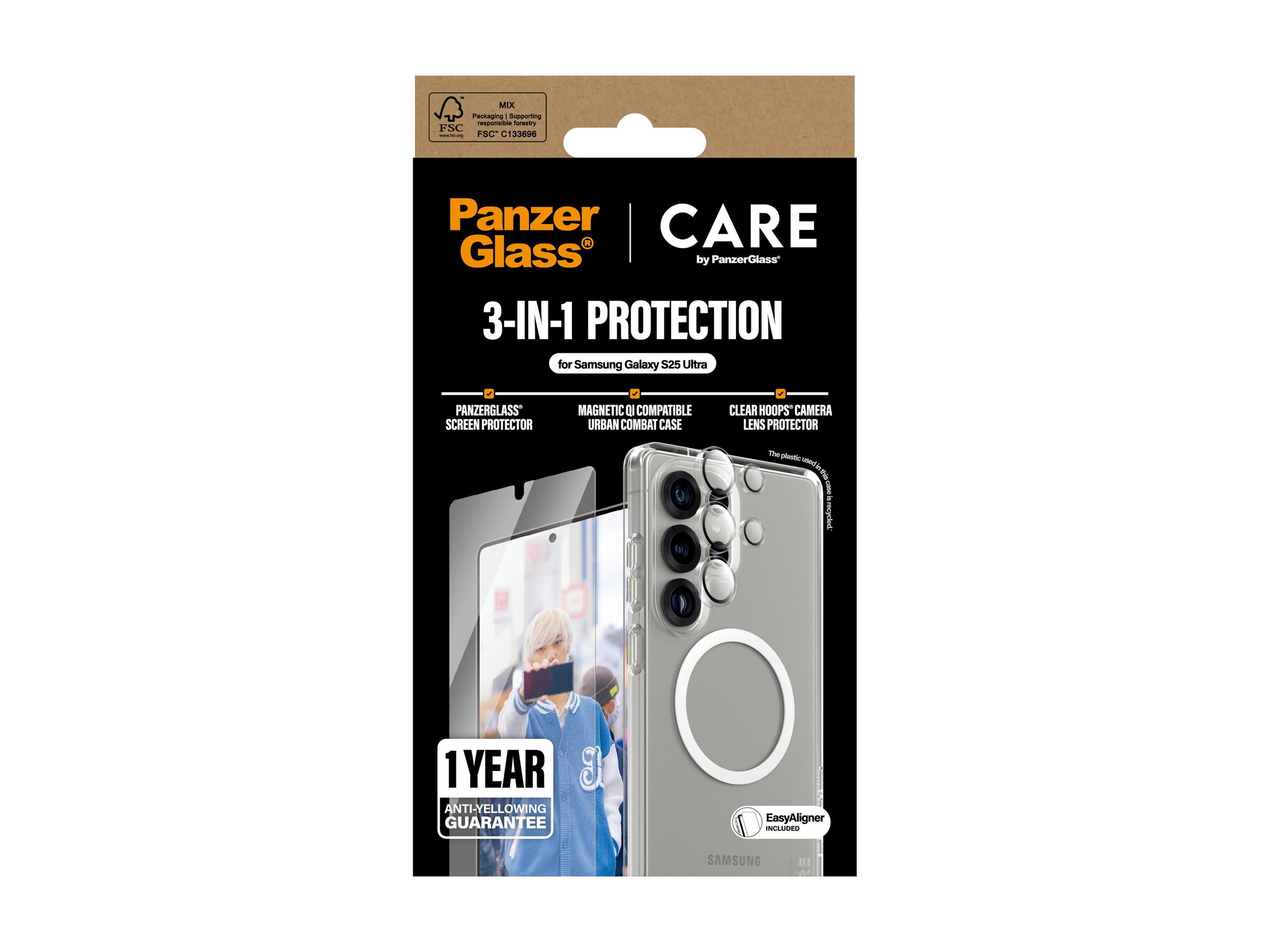 CARE by PanzerGlass Urban Combat Beskyttelsescover Hvid Gennemsigtig Samsung Galaxy S25 Ultra