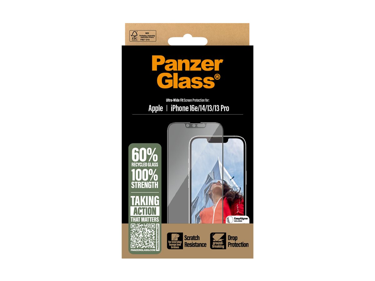 PanzerGlass - skærmbeskytter for mobiltelefon - ultra-bred pasform m. EasyAligner