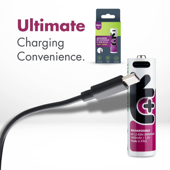 Uniross USB-C 18650 Lithiumbatteri Genopladelig 2000mAh