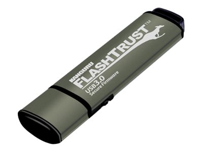 Kanguru FlashTrust Secure Firmware 3.0 128GB USB 3.2 Gen 1 USB stick Sort Grøn