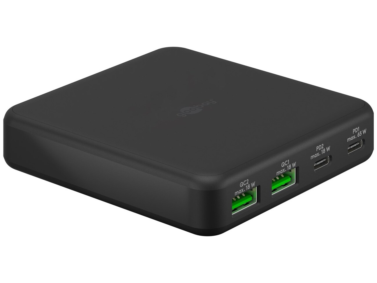 Goobay 4-ports USB GaN Oplader 65W PD Sort