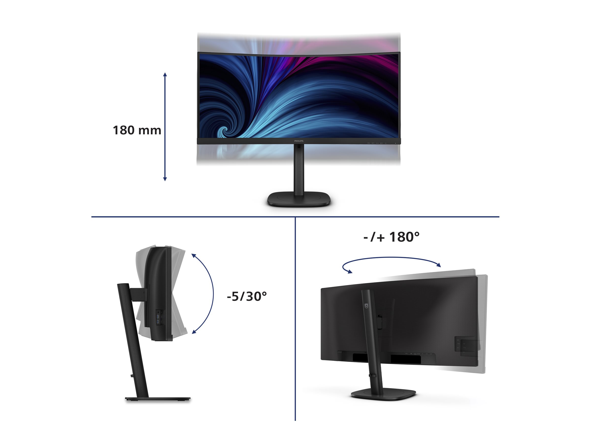 Philips 34B2U3600C 34 VA 3440 x 1440 (UltraWide) HDMI DisplayPort USB-C 120Hz