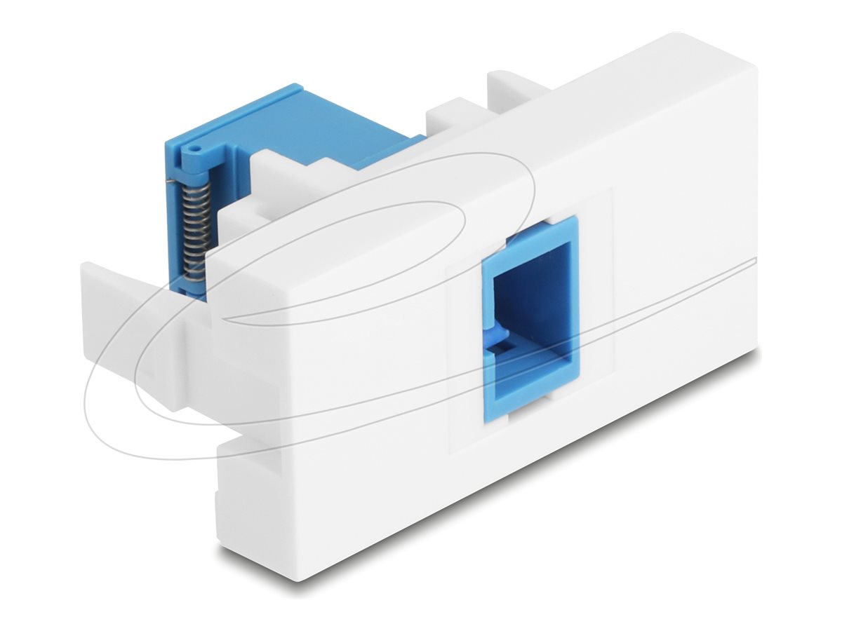 Delock Easy 45 - klik i-modul - med laserbeskyttelse flip indeni - 1 gang - blå, hvid