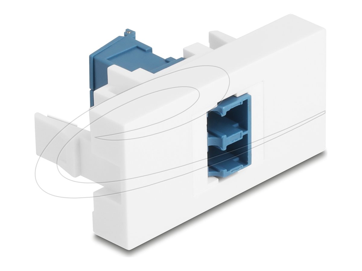 Delock Easy 45 - klik i-modul - med laserbeskyttelse flip indeni - 1 gang - blå, hvid