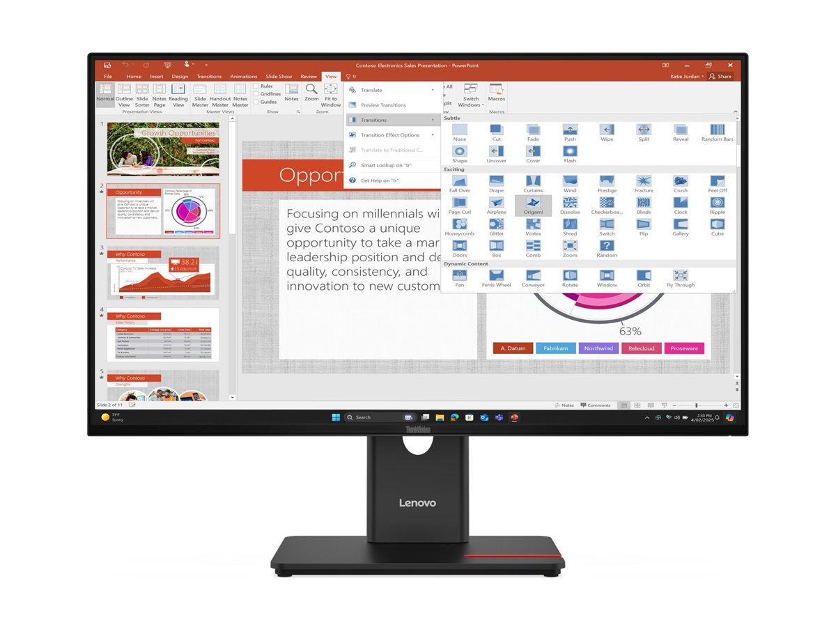Lenovo ThinkVision T27-40 27 IPS 1920 x 1080 (Full HD) VGA (HD-15) HDMI DisplayPort 120Hz