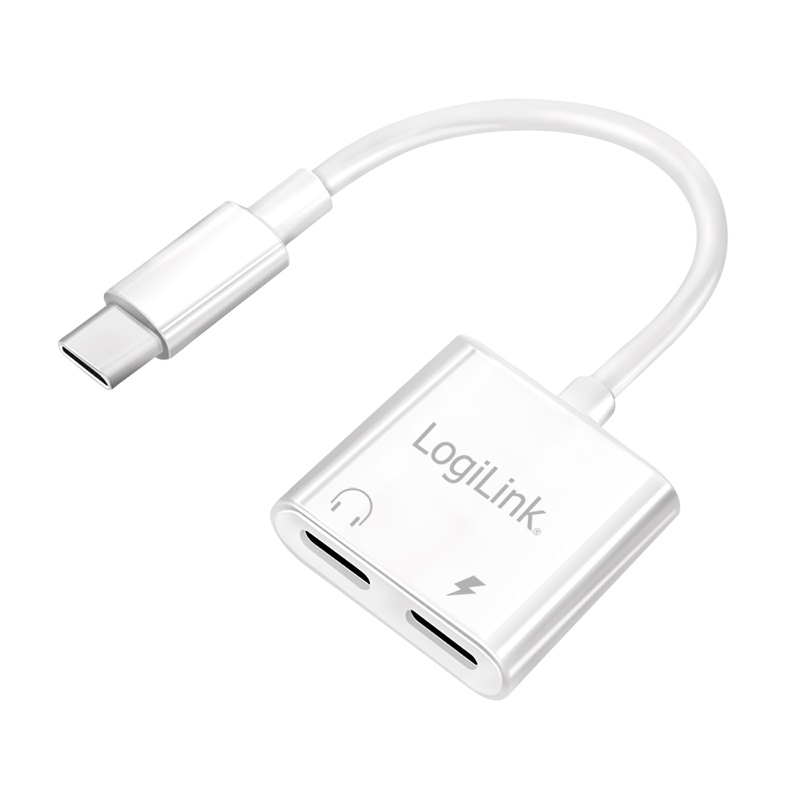LogiLink 2-in-1 USB-C Audio Adapter 60W hvid