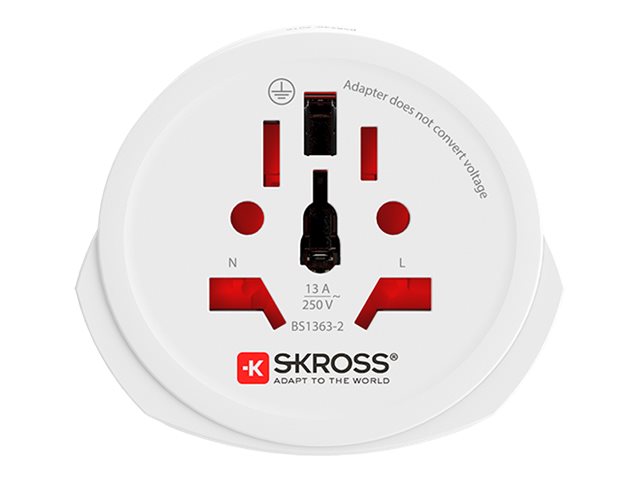 SKROSS Strøm Type F/E Stik Strøm Type J Strøm Type L Strøm Type N Strøm Type I Strøm Type G Strøm Type C Strøm Type B Strøm Type A Modtager Hvid Stikadapter
