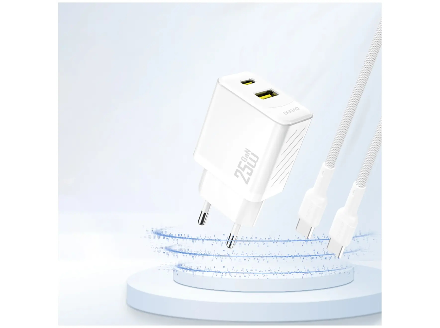 Dudao A26TEU Adapter 25Watt GaN 1xUSB-C 1xUSB-A Hvid