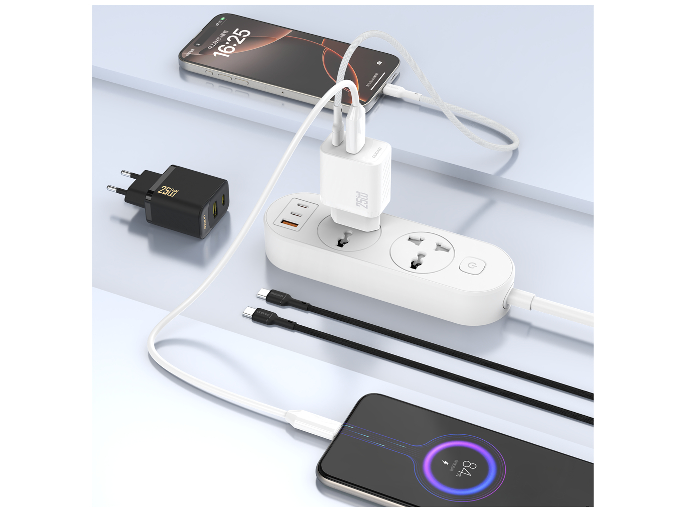 Dudao A26TCEU Adapter 25Watt 1xUSB-C 1xUSB-A (1m USB-C to USB-C included) Hvid